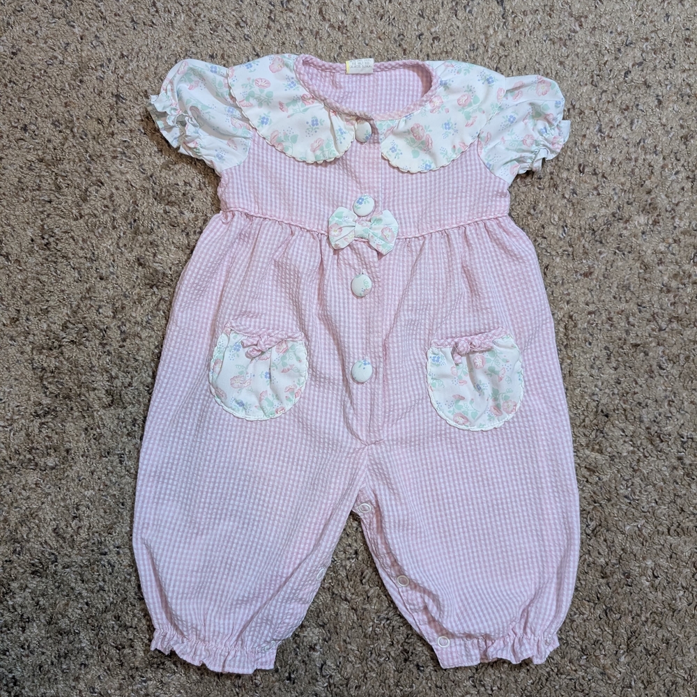 Pink Gingham Kids Romper